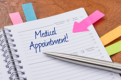 Medical appointment reminder on calendar