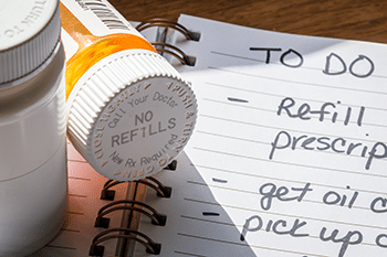 To do list with reminder to refill prescription